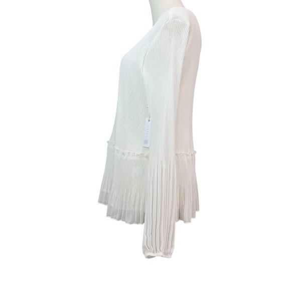 Fever White Pleated Peplum Blouse – Size XS – Romantic & Flowy - NWT - Picture 6 of 8